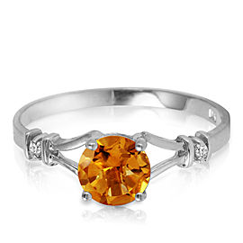 1.02 CTW 14K Solid White Gold Faminine Riff Citrine Diamond Ring