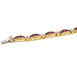 Yellow Gold Diamond, Ruby Mens Bracelet