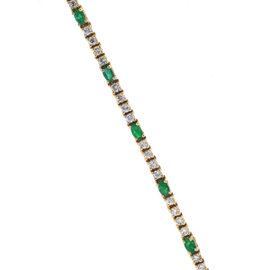 Yellow Gold Emerald, Diamond Womens Bracelet