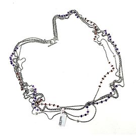 David Yurman Starburst 925 Sterling Silver Amethyst Garnet Bead Necklace