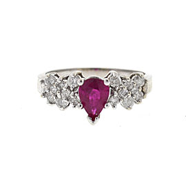 14K White Gold Ruby & Diamonds Ring Size 7.25