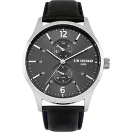 Ben Sherman WB047B Stainless Steel & Leather Black Dial Quartz 43mm Mens Watch