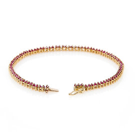 14K YELLOW GOLD 2.7 CT GENUINE RUBY BRACELET 6.6 GRAMS 7"