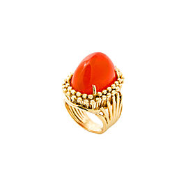 14K YELLOW GOLD CARNELIAN ORANGE GEMSTONE RING 16.4 GRAMS SIZE 4