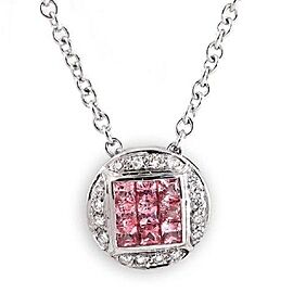 luxo jewelry 0.68 CT Natural Pink Sapphire & 0.10 CT Diamonds in 14K Gold Round Necklace