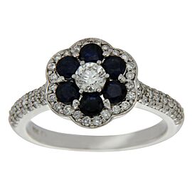 Levian 14K White Gold 0.60 Ct Diamond & Blue Sapphire Engagement Ring Size