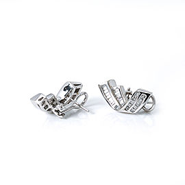 18K White Gold 1.65 Ct H SI1 Diamond Cuff Earrings 10.9 Grams