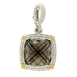 GABRIEL & CO. 18K Gold 925 Silver Steel With Diamonds & Smoke Topaz Pendant »U47