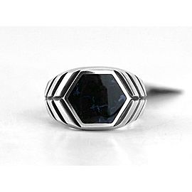 DAVID YURMAN ST. SILVER HEXAGON MODERN CHEVRON PIETERSITE RING SZ 10