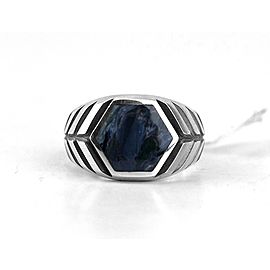 DAVID YURMAN ST. SILVER HEXAGON MODERN CHEVRON PIETERSITE RING SZ 11