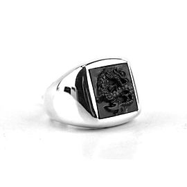 JOHN HARDY LEGENDS NAGA RING SIGNET CARVED ONYX SIZE 10 STERLING SILVER