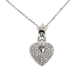 18k White Gold Pave Diamond Heart Pendant Necklace