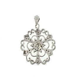 14K White Gold Round Diamond Pendant .40 cts