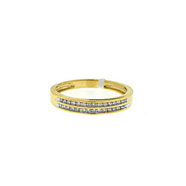 10k Yellow Gold Double Row Channel Set Diamond Wedding Band