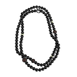 DAVID YURMAN ST. SILVER 18K GOLD 36" BLACK ONYX & GARNET OSETRA NECKLACE