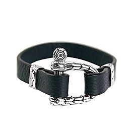 JOHN HARDY ST. SILVER CLASSIC CHAIN SHACKLE BLUE LEATHER BRACELET