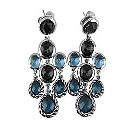 DAVID YURMAN ST. SILVER CHANDELIER DANGLING ULTRAMARINE TOPAZ EARRINGS