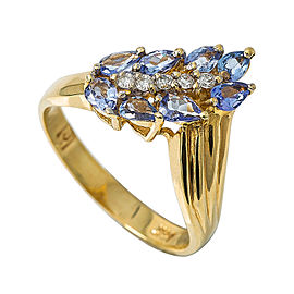 14K Yellow Gold Tanzanite 0.80 Ct H SI2 Diamond Ring 3.8 Grams Size 6.5