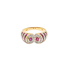 14K Yellow Gold 0.50 Ct Diamond 0.70 Ct Ruby Ring Women's 4.3 Grams Size 7