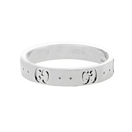 Gucci Icon Logo 18K White Gold 4 mm Wide Ring Size