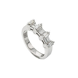 14K White Gold 0.85 Ct Baguette Diamond Band Ring 4.7 Grams Size 5.5