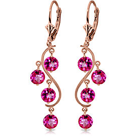 4.95 CTW 14K Solid Rose Gold Chandelier Earrings Natural Pink Topaz