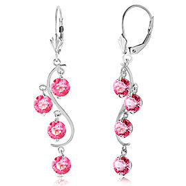 4.95 CTW 14K Solid White Gold Chandelier Earrings Natural Pink Topaz