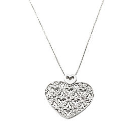 14K White Gold 1.88 Ct Round Diamonds Heart Pendant Necklace 9 Grams 16"