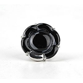 BACCARAT JEWELRY B FLOWER ST. SILVER BLACK MORDORE LARGE RING SZ 7-55 NO BOX