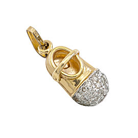 14K YELLOW GOLD DIAMOND BABY SHOE PENDANT CHARM 2.3 GRAMS