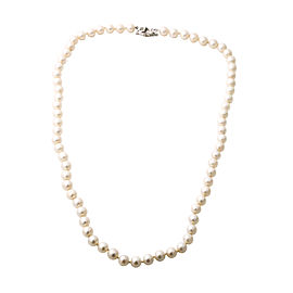 14K WHITE GOLD LOCK PEARLS NECKLACE 48.7 Grams 24"