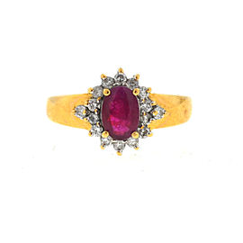 14k Yellow Gold Oval Ruby Diamond Ring