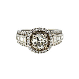 18k White Gold Diamond Engagement Ring 1.55 Cts Tw