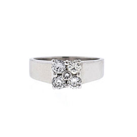 18k White Gold Diamond Flower Ring .50Cts TW