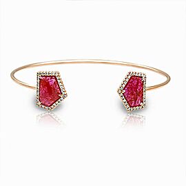 Luxo Jewelry Rose Cut Sliced 5.56 CT Ruby 0.36 CT Diamonds 14K Rose Gold Bangle