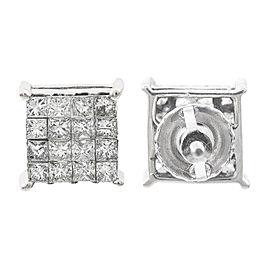 14K White Gold 0.65 Ct Princess K SI2 Diamond Earring Studs 2 Grams