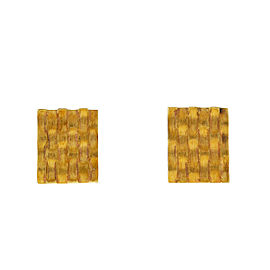 14k Yellow Gold Square Ridged Cufflinks