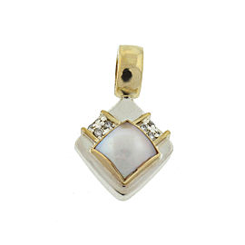 14k Two Tone Pearl Diamond Pendant Approx .08 TCW