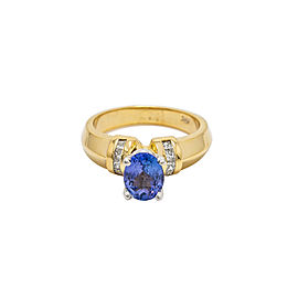 14K Yellow Gold 0.36 Ct Diamond 1.48 Ct Tanzanite Ring 6.1 Grams Size 6