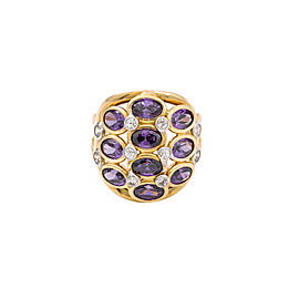 14K Yellow Gold Zircon, Amethyst Ring Size 8