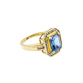 14K Yellow Gold 6 Ct Tanzanite 0.60Ct I SI2 Diamond Band Ring 5.6 Grams Size 9.5