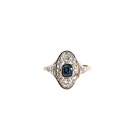 18K Yellow Gold Diamond, Sapphire Ring Size 4.75