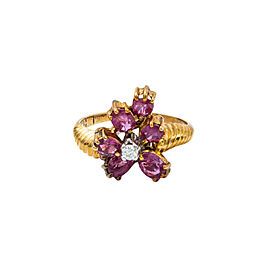 14K Yellow Gold 0.10Ct F VS1 Diamond 1Ct Ruby Ring 4.0 Grams Size 6