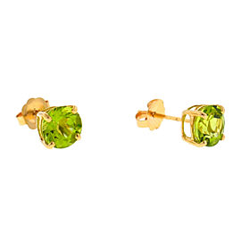 14k Yellow Gold Green Stone Stud Earrings