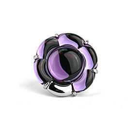 BACCARAT JEWELRY B FLOWER ST.SILVER PURPLE MIRROR LARGE RING SZ 6.5-53 NO BOX