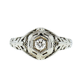 18k White Gold Vintage Diamond Engagement Ring Approx .10 Cts