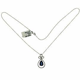 0.30 CT Diamonds 2.99 CT Blue Sapphire 14K White Gold Drop Necklace 18"