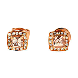 14k Rose Gold Morganite Square Stud Earrings Approx. 0.16 TCW