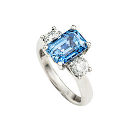 Platinum GIA 4.31Ct Sapphire 0.80Ct Diamond Engagement RITANI Victorian Ring