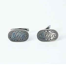 Vintage Filigree Hand Engrave 835 Silver Cuff Links 10.8 Grams Men's